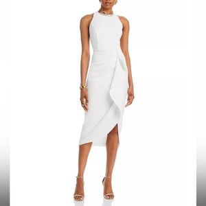 AQUA Scuba Crepe Sheath Dress - White Size 4